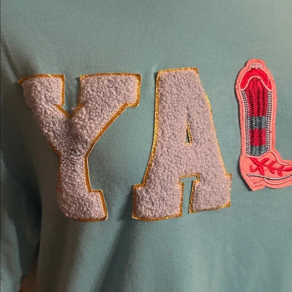 Light Blue Women's Tee with Embroidered Design - Picture 2 of 8